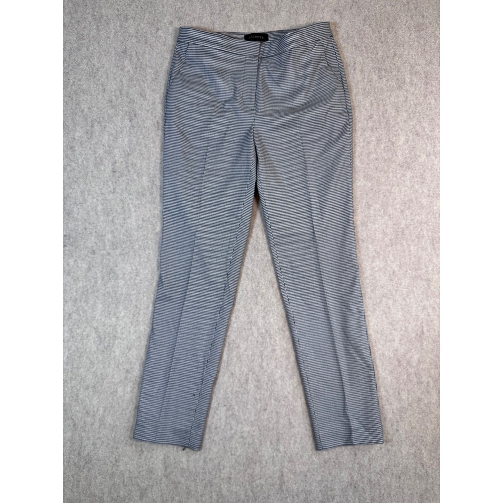 Talbots Womens Black White Houndstooth Hampshire Ankle Pants Size 2 Slim Leg